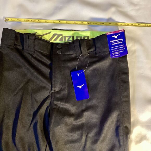 Mizuno Softball Women's L MVP Pro Black Pants Elastic Bottom Reinforced Knee - Picture 4 of 9